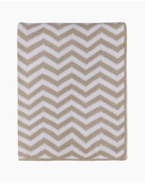 Living Textiles - Chenille Blanket - Chevron Taupe