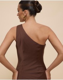 CHANCERY - Hallie Satin One Shoulder Drape Maxi Dress