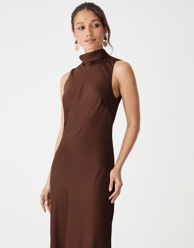Forcast - Lorelei Tie Neck Satin Dress