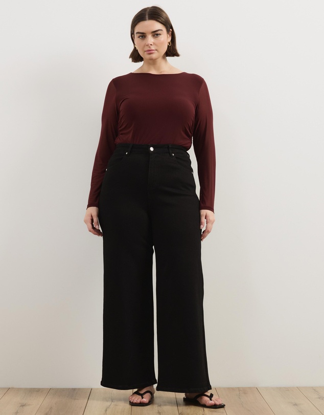 Atmos&Here Curvy - Betty High Waist Wide Leg Stretch Jeans