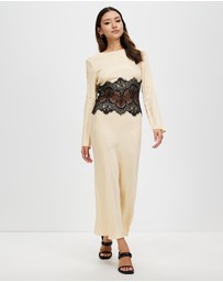 Third Form - Visions Lace Trim LS Maxi Dress