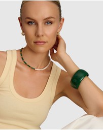 Nialaya Jewellery - Pearl Choker with Green Agate