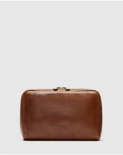 Republic of Florence - Primo Matt Brown Toiletry Bag