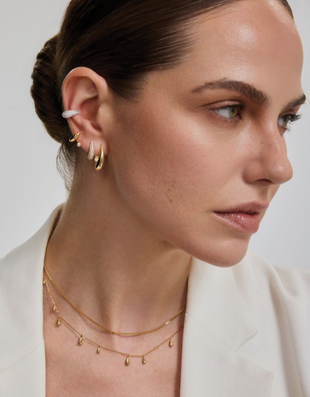 Ania Haie - Gold Spiral Bezel-End Stud Hoop Earrings