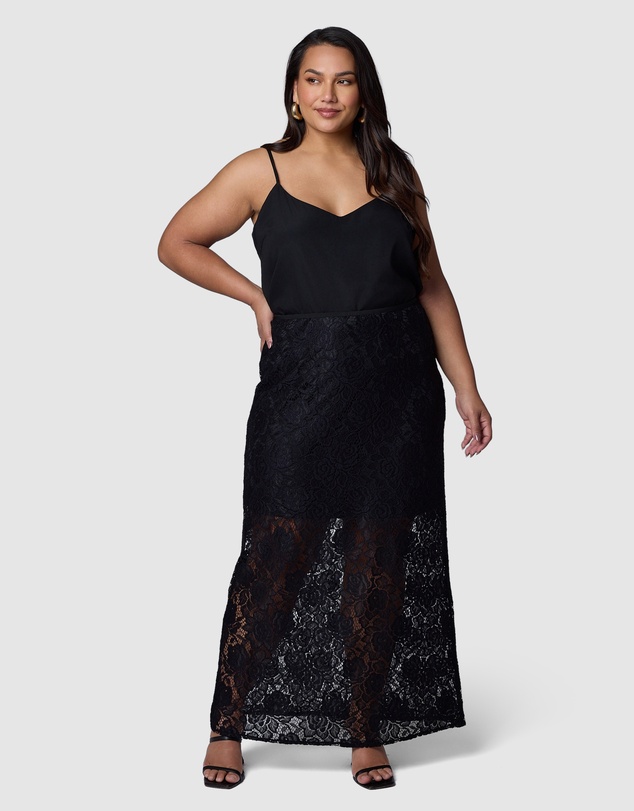 Pink Dusk by Curve Project - Captivated Lace Maxi Skirt