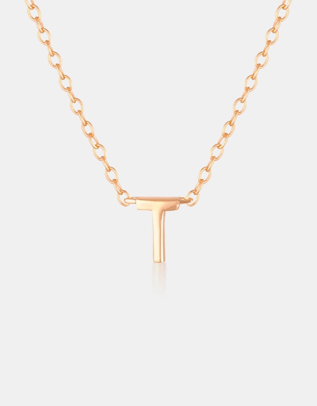 The Silver Collective - Petite A-Z Letter Necklace - T