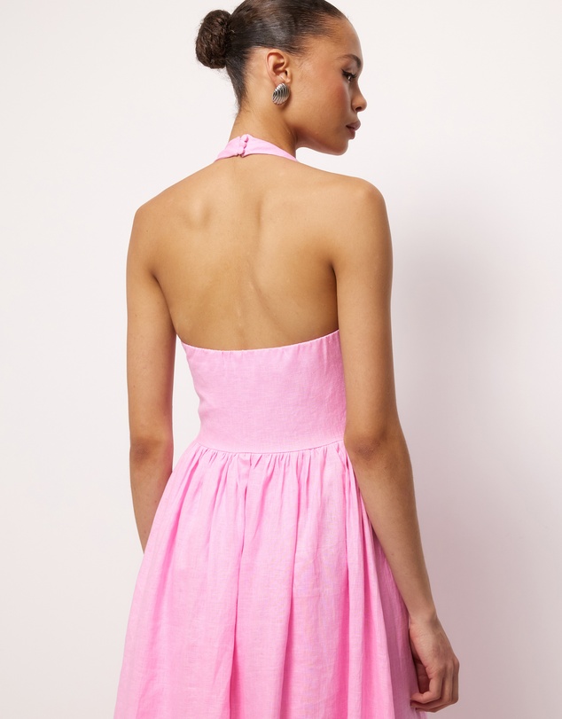 AERE - Esme Halter Linen Midi Dress