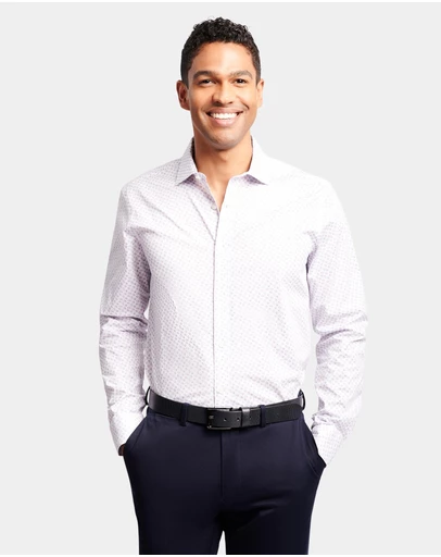 Brooksfield - Two-Tone Print Reg Fit Business Shirt