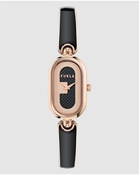 Furla - Ooh Rose Gold-Tone 19mm Black Enamel Bangle Watch