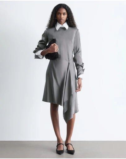 & Other Stories - Asymmetric Long-Sleeve Mini Dress