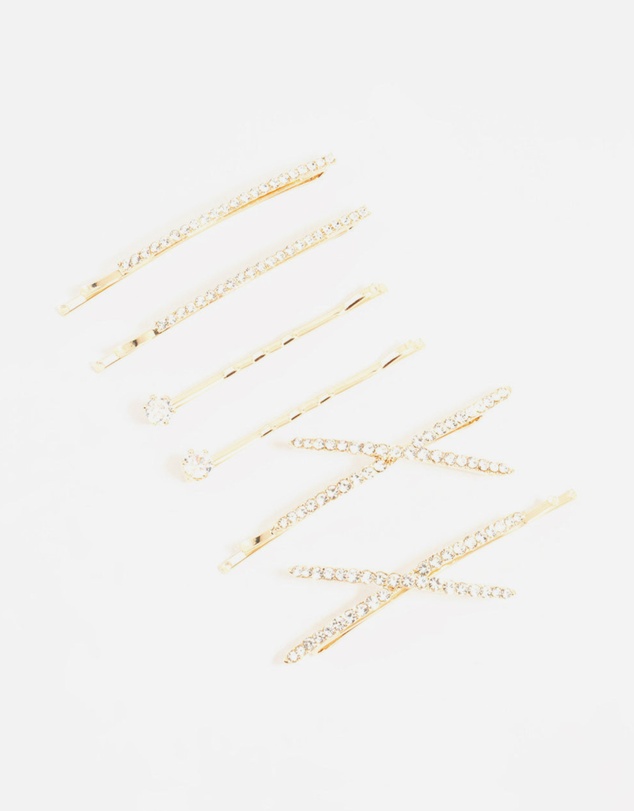 Lovisa - Gold Pave & Single Diamante Slides 6-Pack