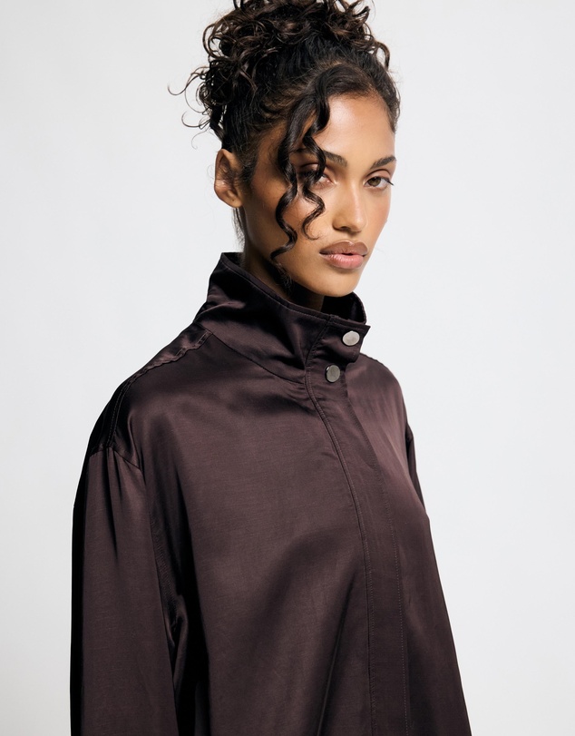 Lover - Sienna Satin Funnel Neck Bomber Jacket