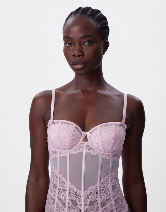 Bras N Things - Bethany Balconette Bodysuit - Light Pink