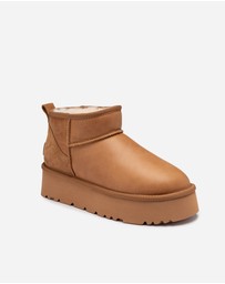 Ozwear Connection Uggs - Ugg Classic Platform Ultra Mini Boot (Oiled Leather) (4.5cm)