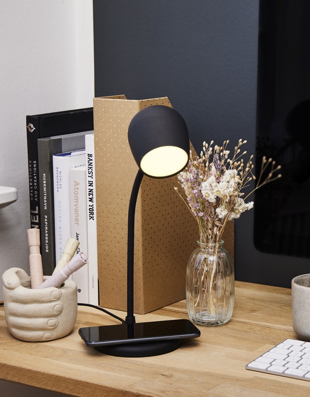 Kreafunk - Kreafunk Ellie Lamp W/ Qi Charger And Bluetooth Speaker - Black