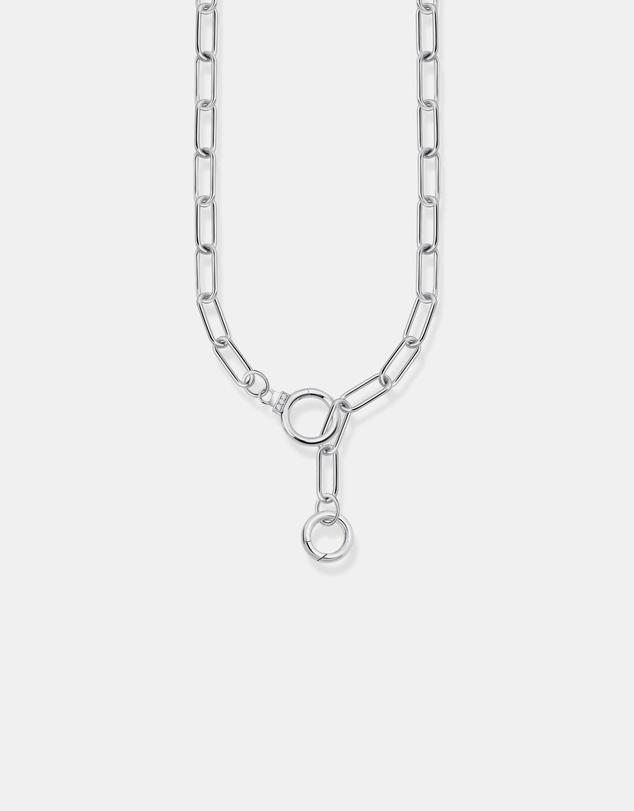 THOMAS SABO - Silver Link Necklace with Two Ring Clasps and White Zirconia