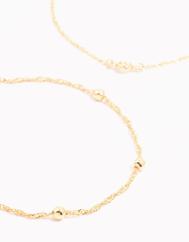 Lovisa - Gold Diamante & Ball Chain Bracelets 2-Pack