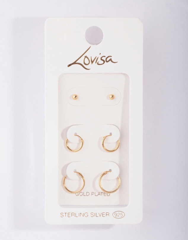 Lovisa - Gold Plated Sterling Silver Stud & Hoop Pack Earring