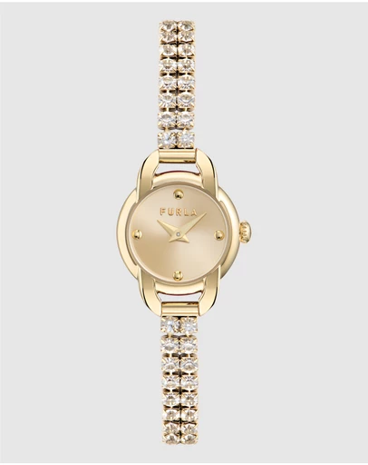 Furla - Mini Shape Gold-Tone with Crystals Bracelet Watch