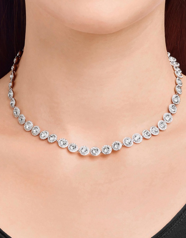 Swarovski - Una Angelic Tennis necklace, Round cut, White, Rhodium plated