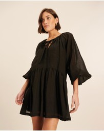AERE - Blouson Sleeve Tiered Mini Dress