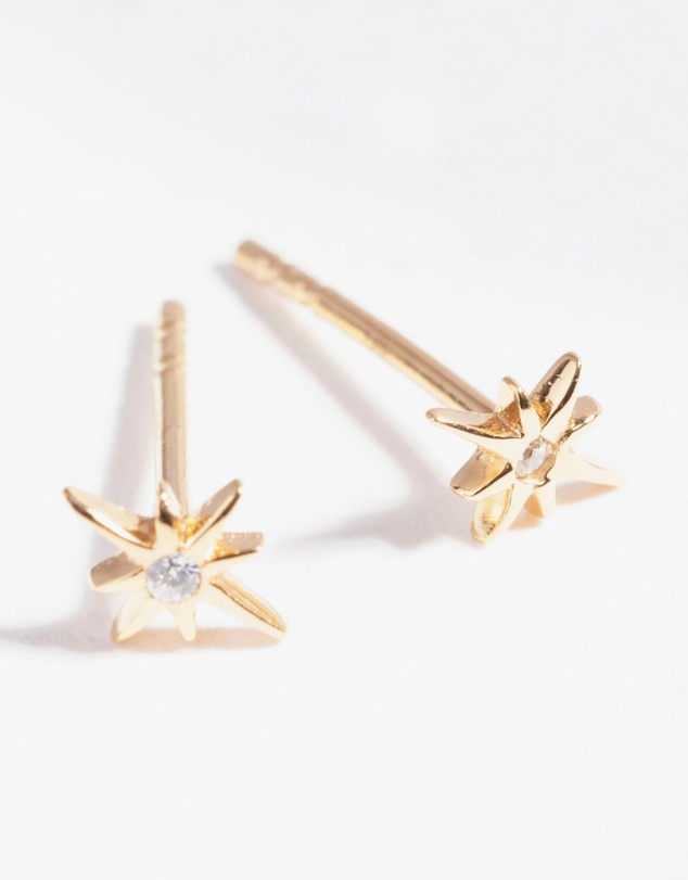 Lovisa - Gold Plated Sterling Silver Cubic Zirconia Starburst Earrings