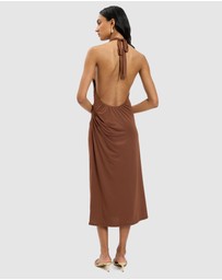 With Harper Lu - Pleated Backless Halter Dress