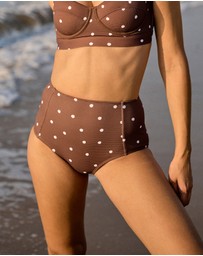 UNE PIECE - Textured Never Say Never High-Waisted Bikini Bottom