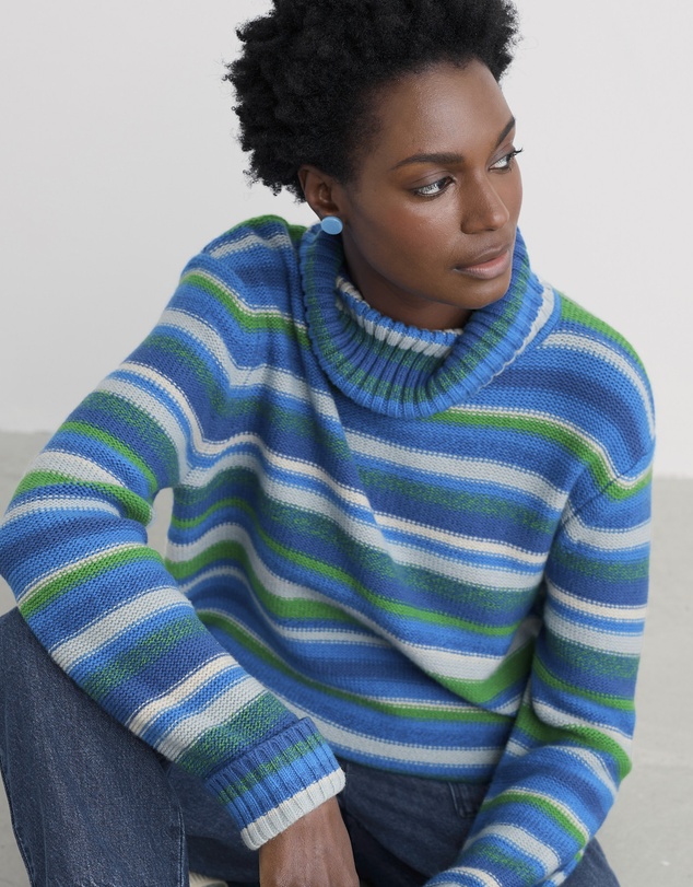 Seasalt - Seasalt Cornwall Blue Braque Roll Neck Jumper