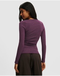 Cotton On - Scoop Neck Rib Long Sleeve Top