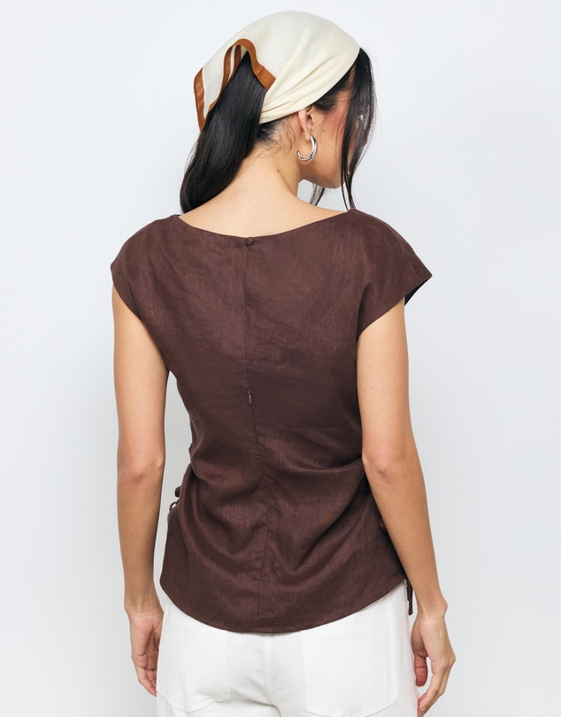 AERE - Zoe Linen Side Tie Top