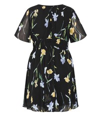 City Chic - Plus size Petal Print Mini Dress - black