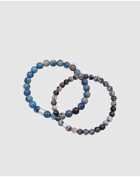 Kuzzoi - ICONIC EXCLUSIVE - Bracelet Men Agate Gemstone Bead Blue in 925 Sterling Silver
