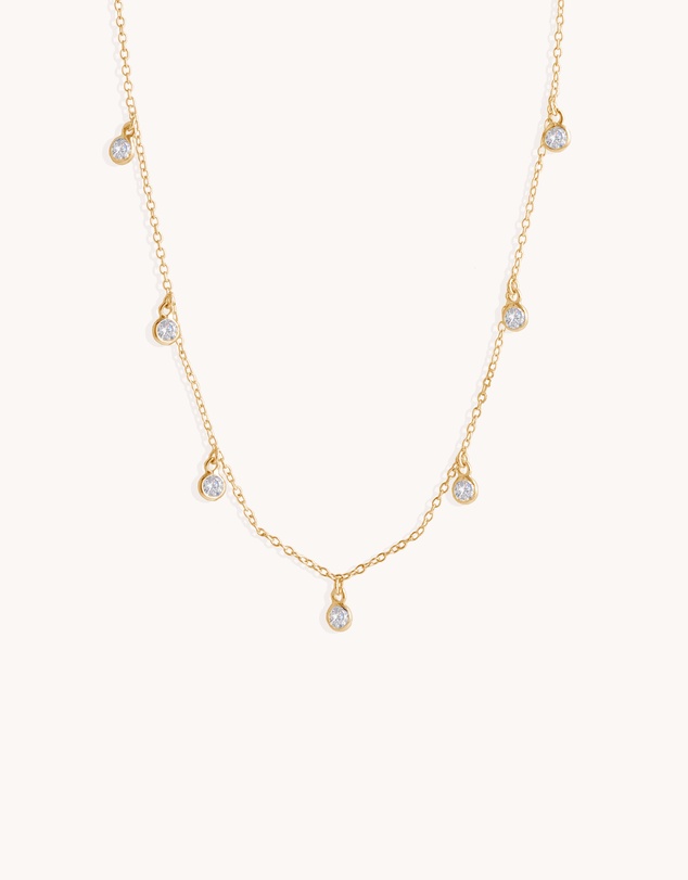 Bianc - Scattered CZ Bezel Drop Necklace