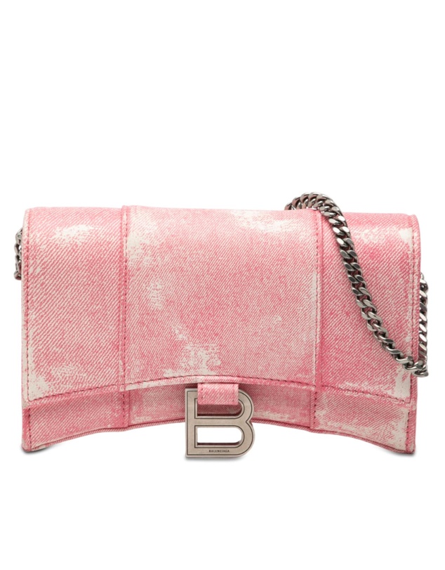 Pre-Loved by Azura Reborn - Pre-Loved Nappa Denim Printed Hourglass Wallet on Chain