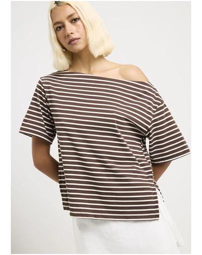 Subtitled - Amber Asymmetric Stripe Top