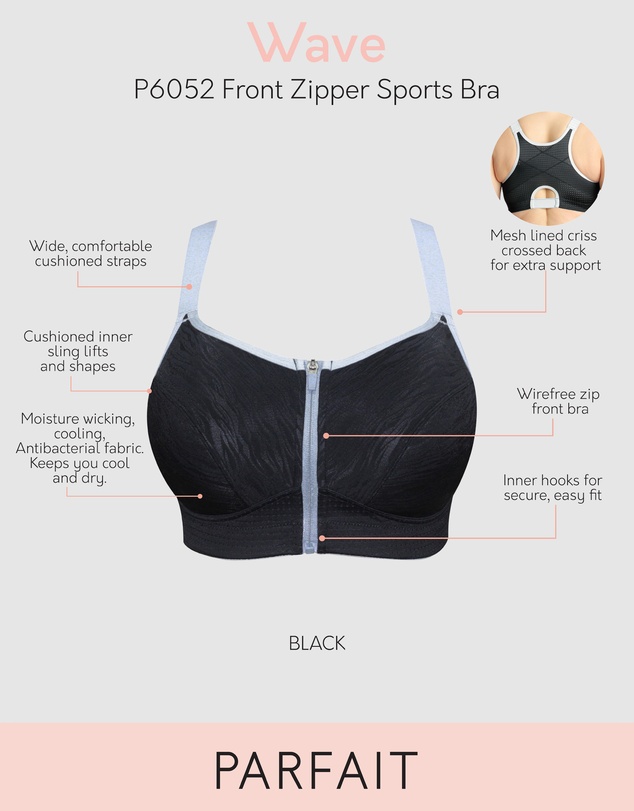 Parfait - Wave Wirefree Zip Front Sports Bra