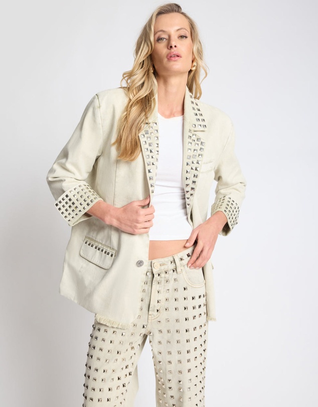 ONE TEASPOON - Silver Storm Studded Blazer - Antique Khaki