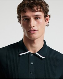 Calibre - Tech Stripe Collar Polo Bottle Green