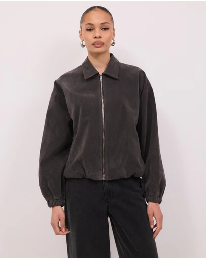 Calli - Hayden Faux Suede Bomber Jacket