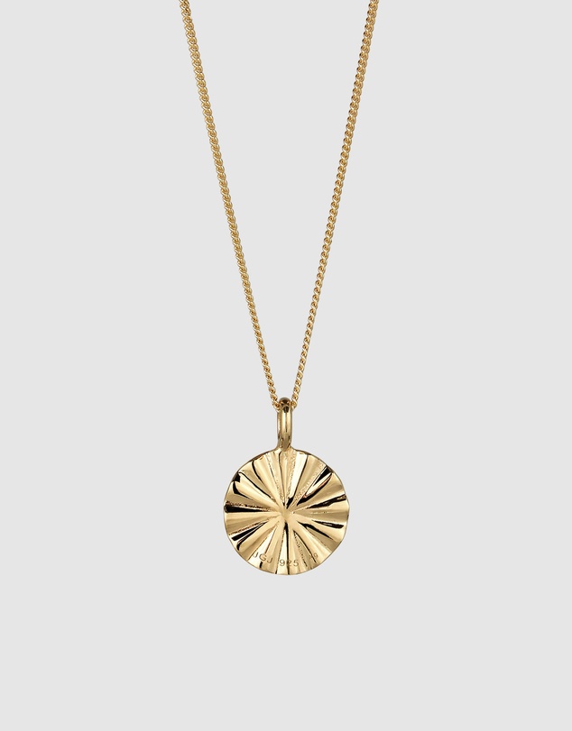 Elli Jewelry - Starburst Coin Pendant Necklace in Gold-Plated 925 Silver