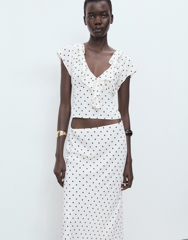 M.N.G - Polka-Dot Blouse With Ruffles