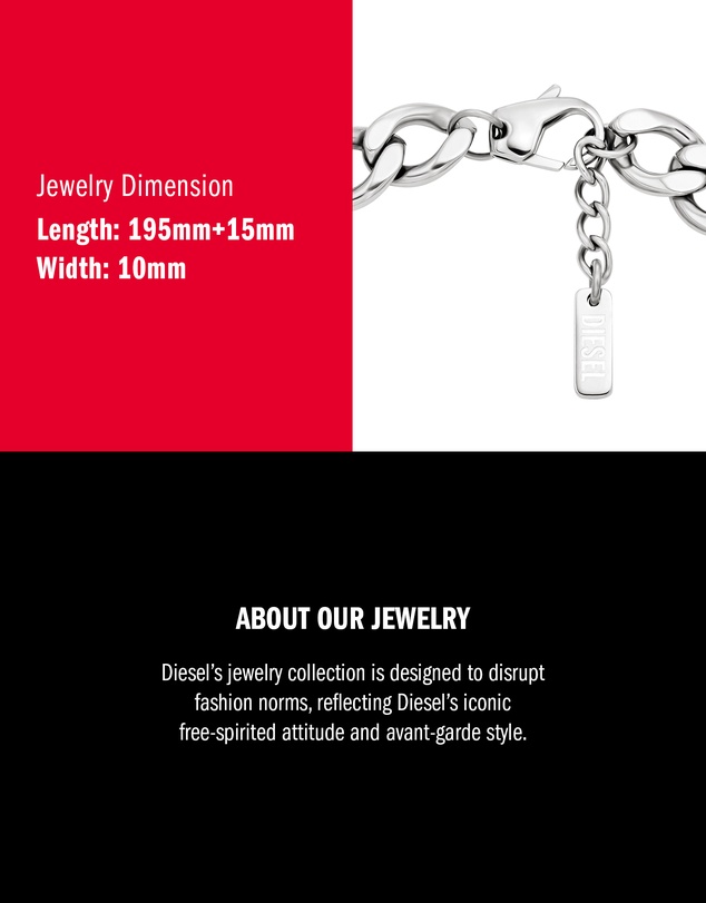 Diesel - D Logo Silver Bracelet