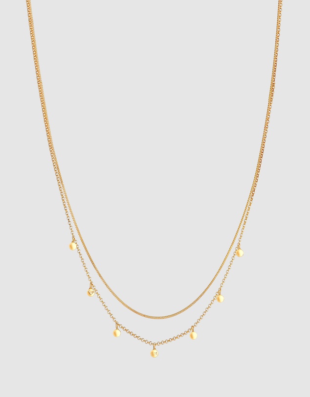 Elli Jewelry - Hammered Tag Layered Necklace in Gold-Plated 925 Silver