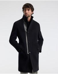 Calibre - Wool Funnel Neck Coat Black