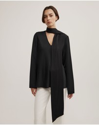 Witchery - Long Sleeve V-neck Scarf Top