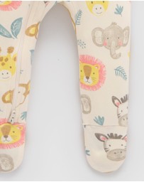 Purebaby - 2 Pack Basics Printed Zip Growsuit -Kids-Babies