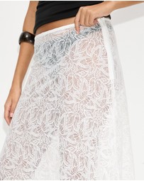 Dazie - Vacay Sheer Lace Midi Skirt