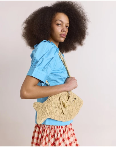Damson Madder - Raffia Fish Bag Charm