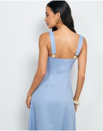 AERE - Haven Linen Beaded Midi Dress